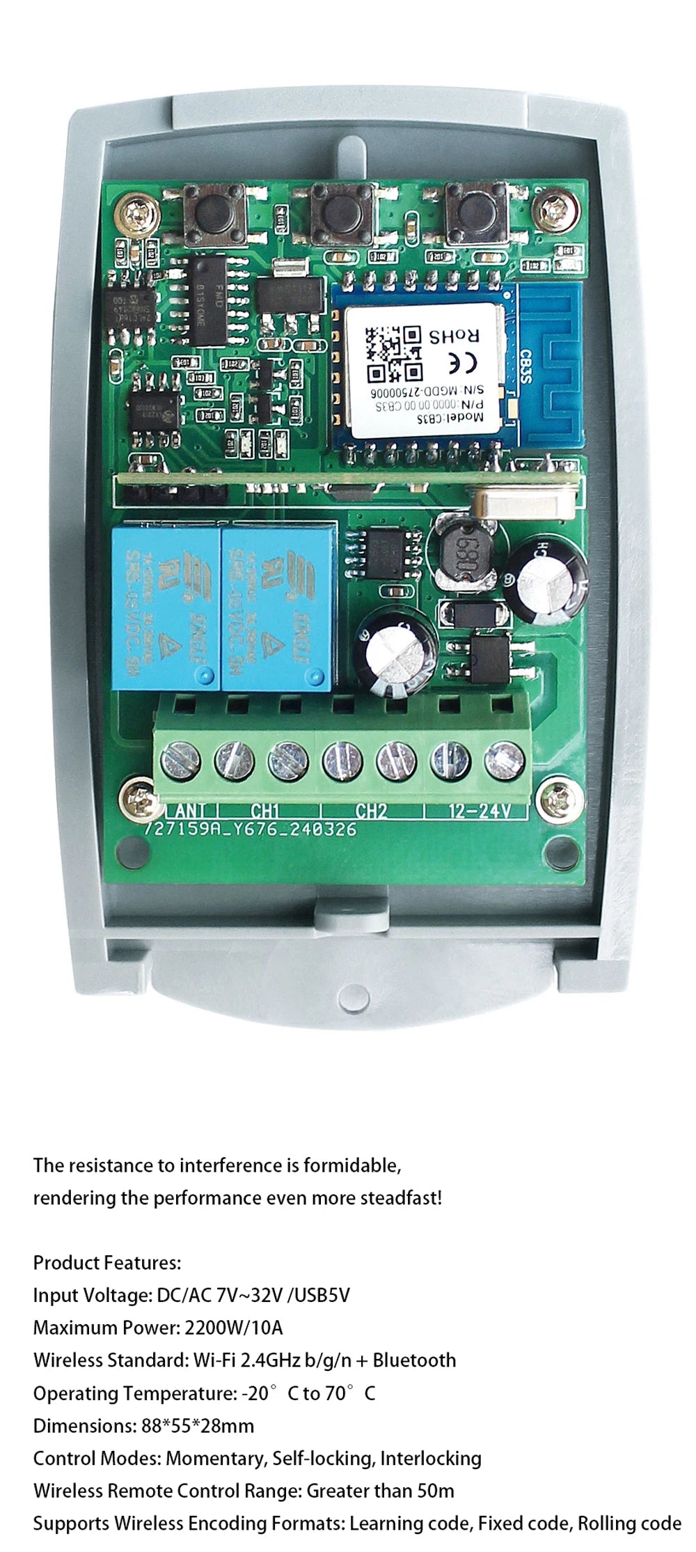 Receptor Wifi Universal 2 Canales Tuya